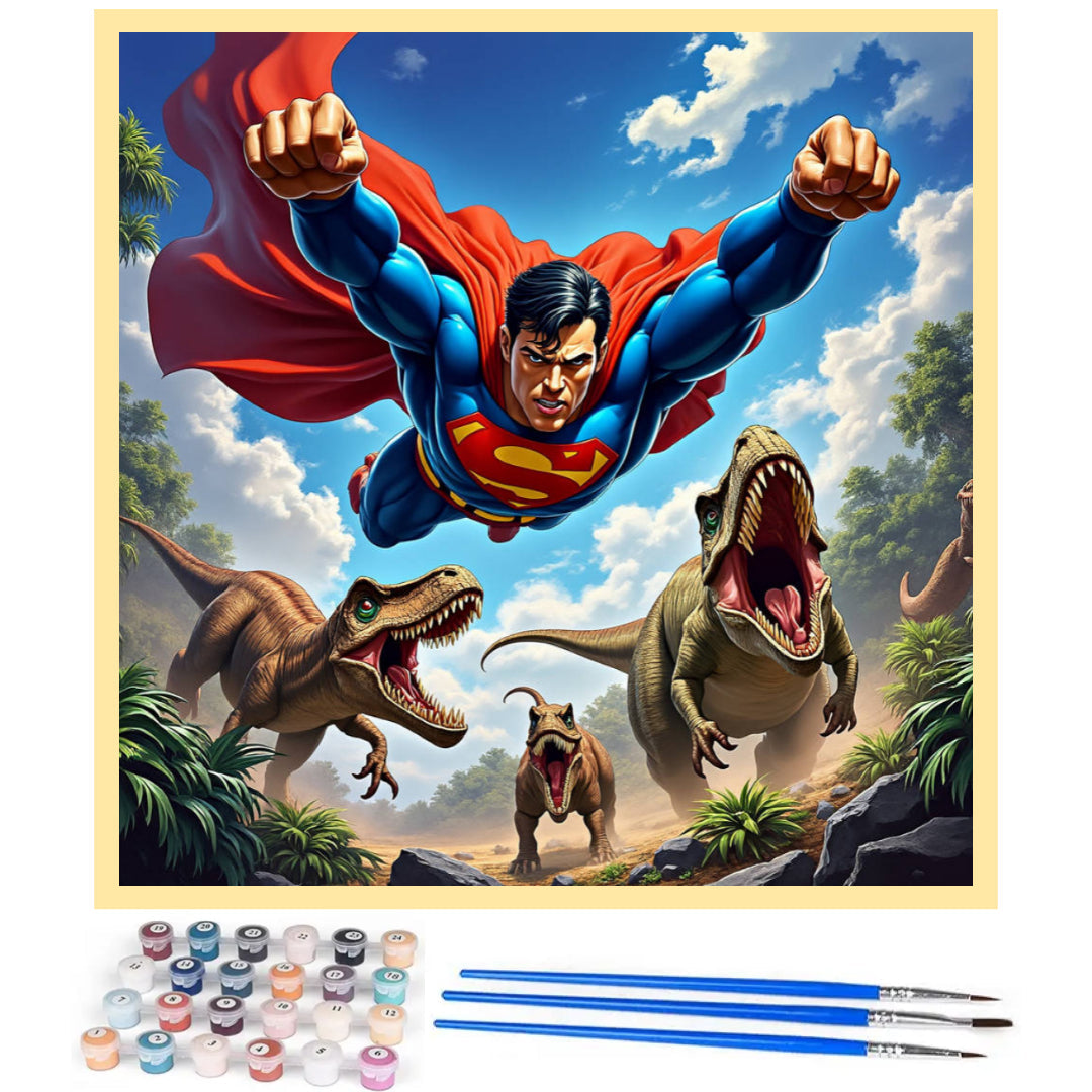 superman-and-dinosaurs-paint-by-number-kit