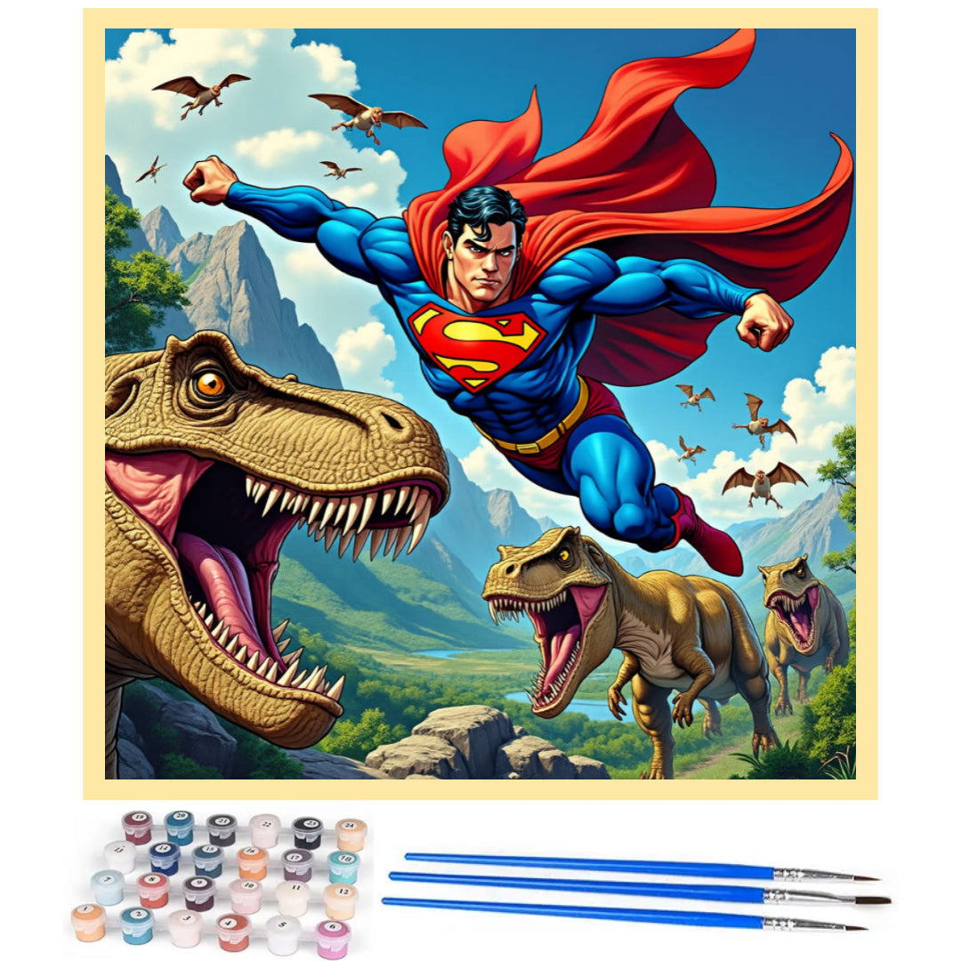 superman-in-jurassic-paint-by-number-kit