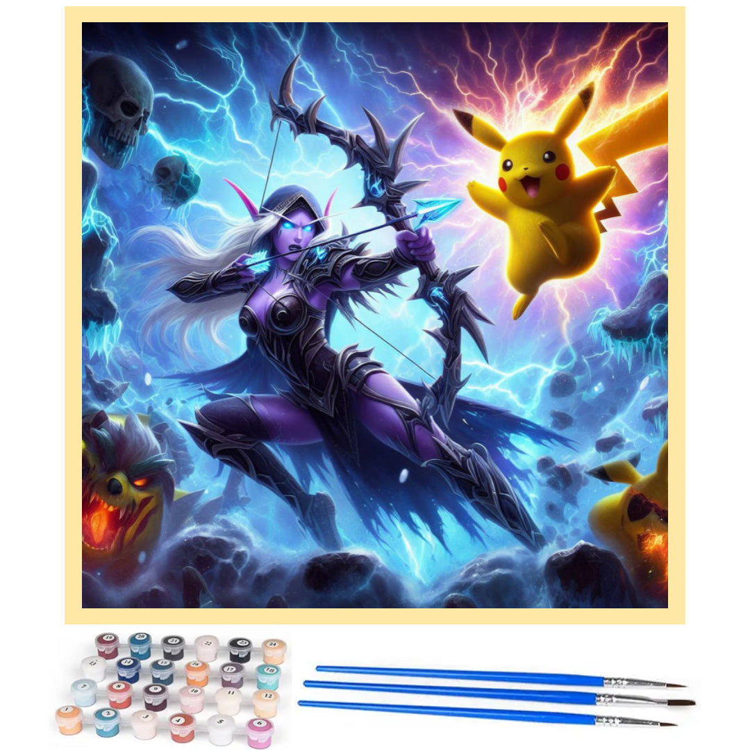 sylvanas-vs-pikachu-paint-by-number-kit