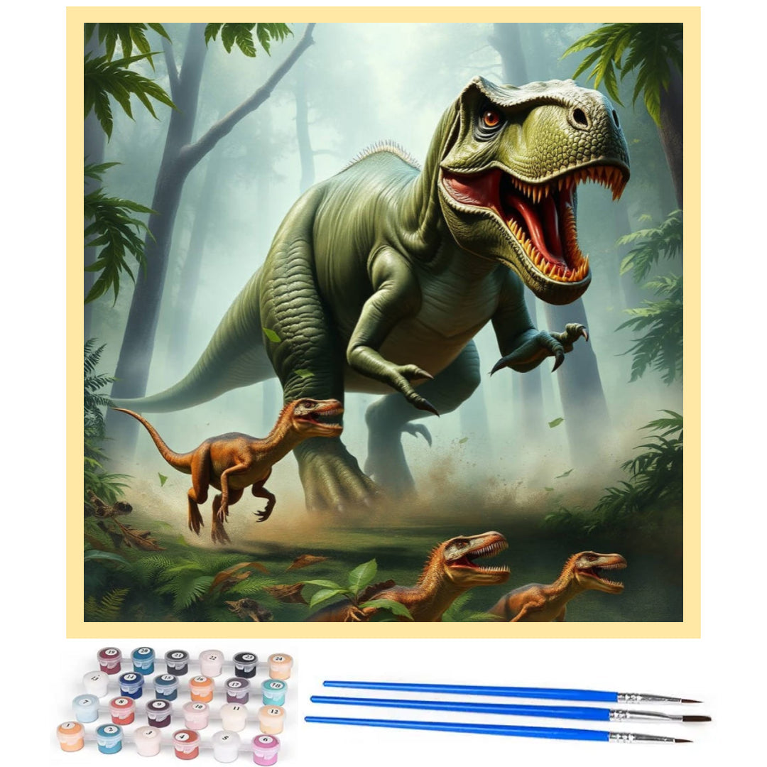t-rex-chasing-velociraptor-paint-by-number-kit