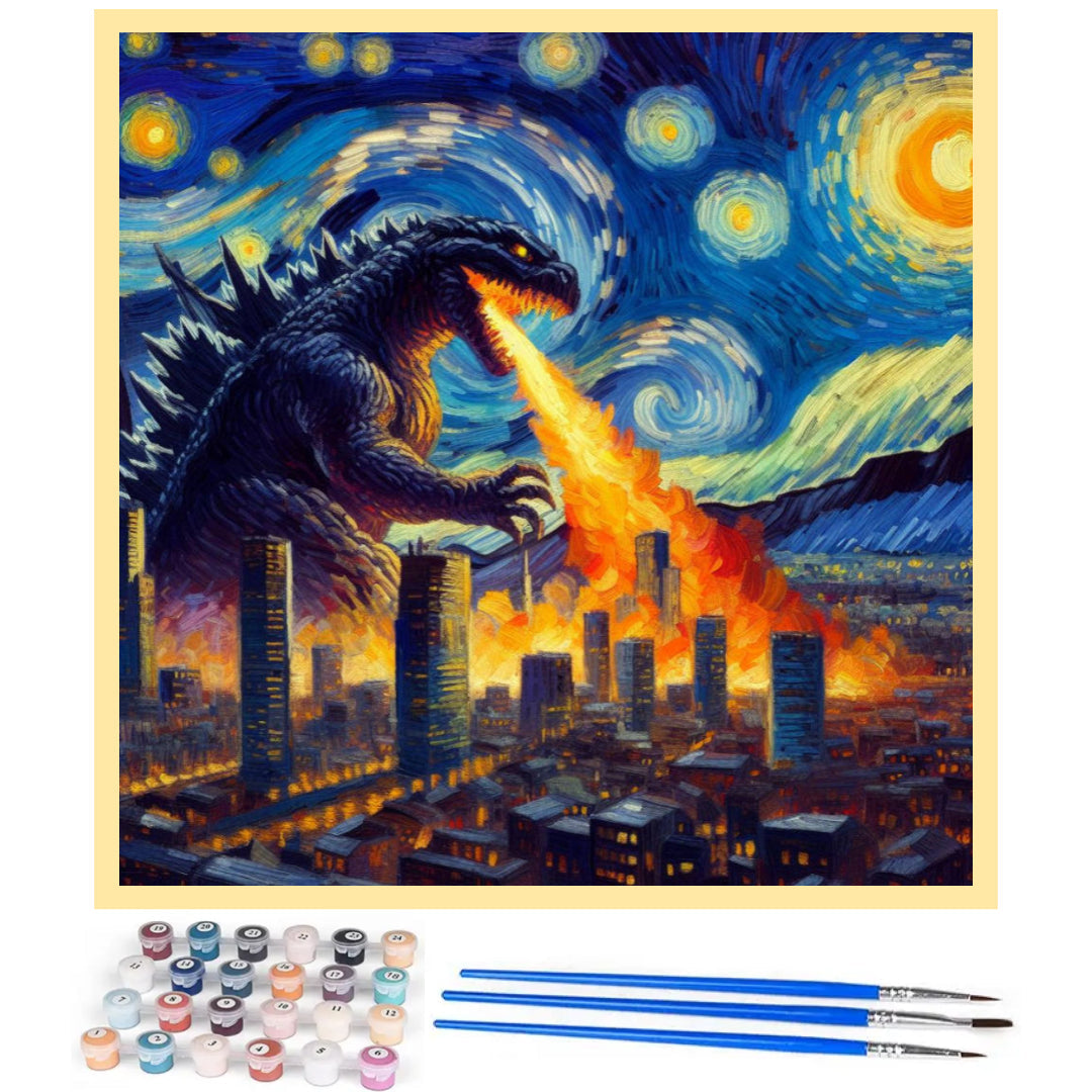 the-fire-breathing-godzilla-at-starry-night-paint-by-number-kit