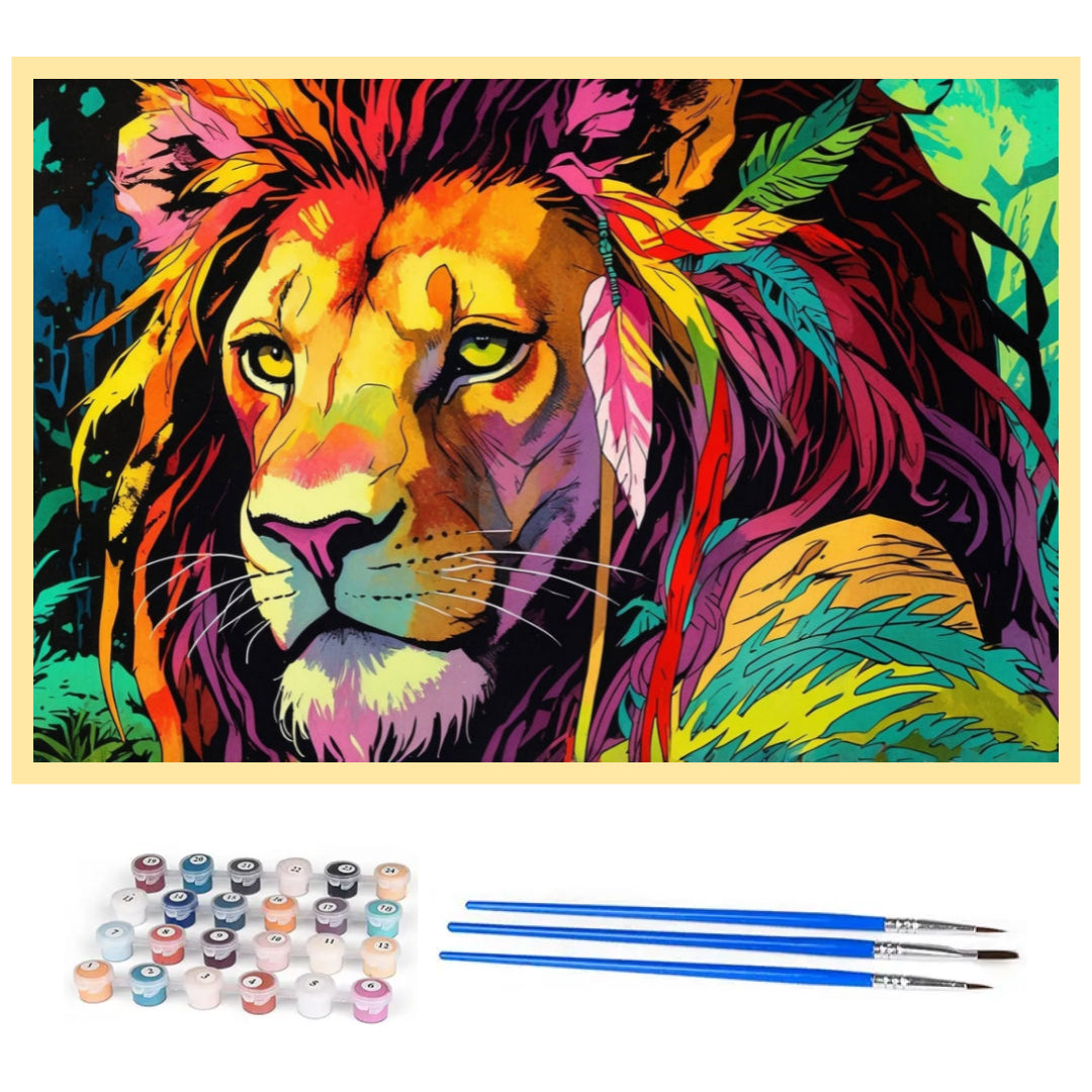 tribal-lion-paint-by-number-kit
