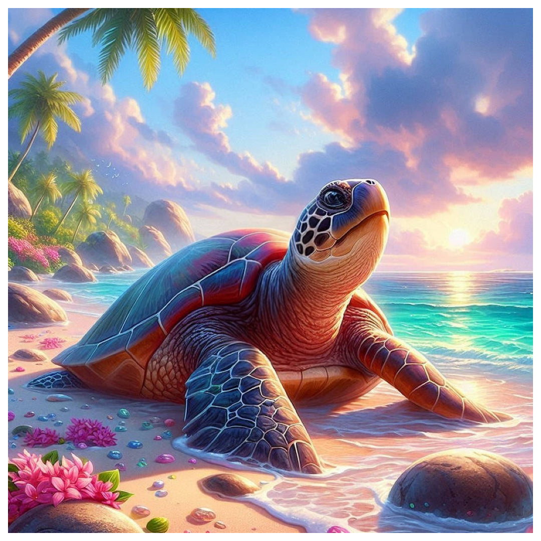 turtle-on-the-beach-paint-by-number-kit