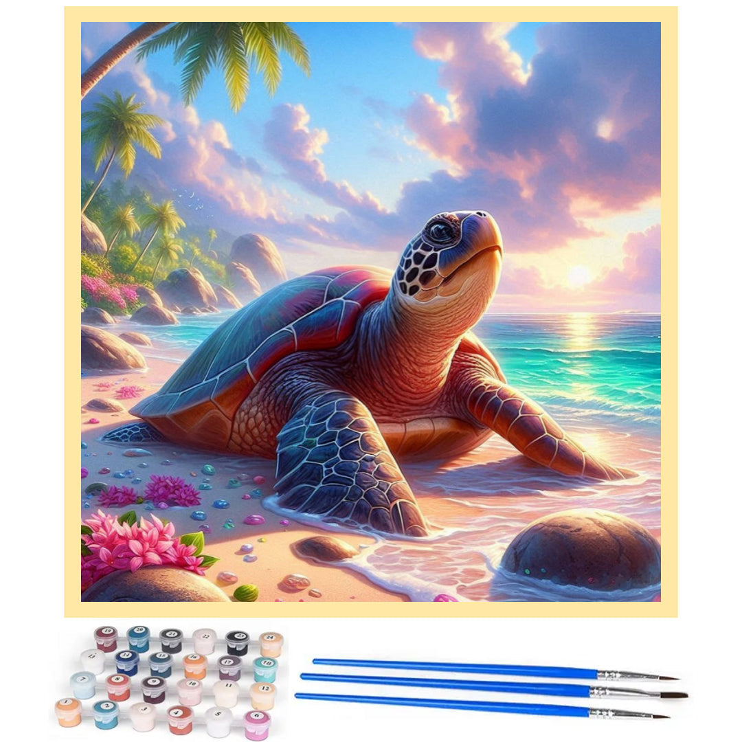 turtle-on-the-beach-paint-by-number-kit