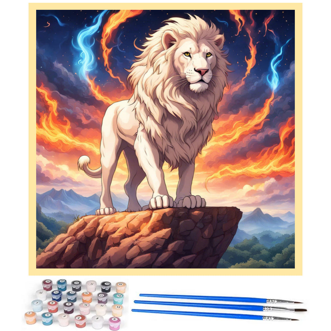 white-lion-with-fire-paint-by-number-kit