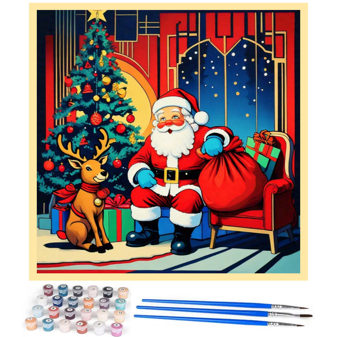 xmas-santa-and-reindeer-paint-by-number-kit